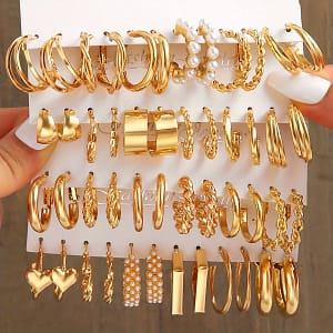 24pcs/48pcs Women’s Fashion Earrings Set, Simple Heart & , , Zinc Alloy With Stainless Steel Posts, For & Gift-giving, Ramadan Suitable, Accessory Clothing, Shoes & Jewelry Shop Online at Dubai Trades