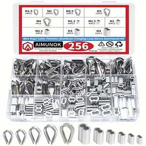 256pcs 304 Stainless Steel Wire Rope Cable Thimbles Combo And Aluminum Crimping Loop Sleeve Assortment Kit For Wire Rope Cable Thimbles Rigging Business, Industry & Science Shop Online at Dubai Trades