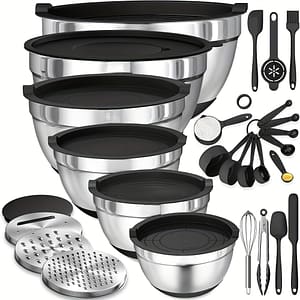 26pcs Stainless Steel Mixing Bowl Set With Lids & Grater – Bottoms For And Storage Bakeware Shop Online at Dubai Trades