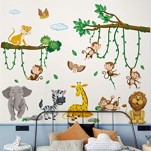 2pcs Adorable Animal Wall Decals – Removable Pvc Stickers With Owl, Monkey, Lion, Zebra & Elephant Designs For Bedroom, Playroom & Living Room Decor Baby Products Shop Online at Dubai Trades 2