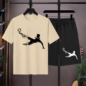 2pcs Boys Casual Print Comfortableversatile Short Sleeve T-shirt & Shorts Set,cool, Lightweight And Comfy Summer Clothes, For Outdoor Boys Shop Online at Dubai Trades
