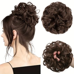 2pcs Curly Wavy Messy Bun Hairpiece – Hair Scrunchies For Women, Dark Brown Thick Updo Extensions, Elegant Style For All , Hair Accessories Beauty & Personal Care Shop Online at Dubai Trades