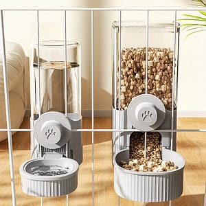 2pcs Hanging Automatic Pet Food Feeder And Water Dispenser, Gravity Rabbit Waterer Set With Bowl Automatic Feeders Shop Online at Dubai Trades