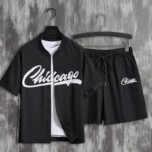 2pcs Letter Print Trendy Outfits For Men, Casual Short Sleeve Baseball Jersey Shirts And Drawstring Shorts Set For Summer, Men’s Clothing Vacation Workout Active Shop Online at Dubai Trades
