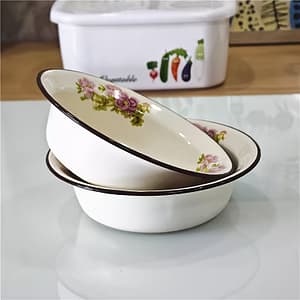 2pcs Old Style Enamel Basin Food Grade Thickened Noodle Basin Home Retro Enamel Basin Soup Basin Bowls Shop Online at Dubai Trades 2