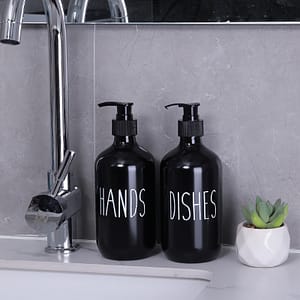2pcs Plastic Soap Dispenser Set, Countertop Lotion Bottle, Dish & Hand Soap Dispenser, Refillable Empty Bottle, Home Decor, Bathroom Accessories Bath Shop Online at Dubai Trades