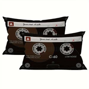 2pcs Retro Audio Cassette Throw Pillow Covers, 12×20 Inch – Soft Plush, Hypoallergenic, Zip Closure For Sofa & Home Decor Decorative Pillows Shop Online at Dubai Trades