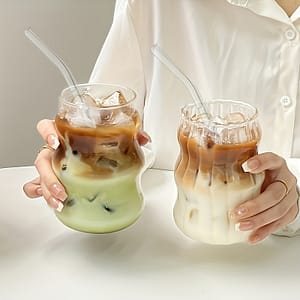 2pcs Reusable Glass Cups With Straws, Transparent, Multipurpose, Hand Wash Only, For Home, Office Food Service Equipment & Supplies Shop Online at Dubai Trades 2