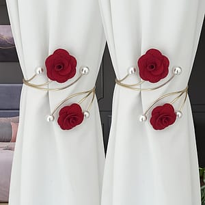 2pcs Rose Curtain Tiebacks, Metal And Polyester Floral Curtain Clips For Various Curtain Storage And Decoration Holdbacks Shop Online at Dubai Trades