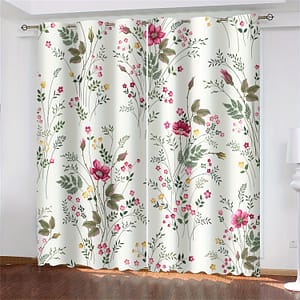 2pcs, Spring Plant Flower Digital Printing Living Room Curtains, 12 Perforated Curtains For Living Room Furniture Decoration Curtains & Drapes Shop Online at Dubai Trades