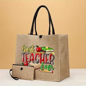 2pcs Teacher Print Tote Bag Set, For , Burlap Shoulder Bag, Portable Shopping Bag Travel Beach Bag Clothing, Shoes & Jewelry Shop Online at Dubai Trades