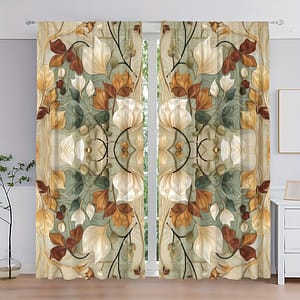 2pcs Vintage Floral Curtains, Polyester, Rod Pocket Installation, Semi-transparent, Fade-resistant, For Living Room, Bedroom, Dining Room Decor, Curtains For Living Room Curtains & Drapes Shop Online at Dubai Trades