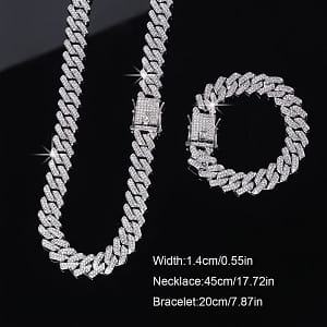 2pcs/set Trendy Necklace Plus Bracelet Punk Style Hip Hop Chain Jewelry Set Suitable For Men And Decor For Unisex Jewelry Clothing, Shoes & Jewelry Shop Online at Dubai Trades
