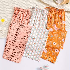 3 Pcs Casual Allover Print Night Bottoms, Drawstring High Waist Loose Fit Sleep Pants, Women’s Sleepwear & Loungewear Bottoms Shop Online at Dubai Trades