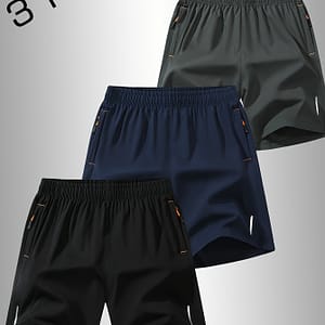 3 Pcs Men’ Shorts With Drawstring & Pockets, Lightweight Comfy Shorts For Summer Sport And Casual Wear Active Shop Online at Dubai Trades