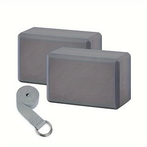 3-in-1 Eva Yoga Brick Set, Including 2 Yoga Bricks, A Stretching Strap, And A Set Of Fitness Aids For Yoga And Pilates Exercises. Blocks Shop Online at Dubai Trades