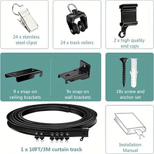 3-meter Black Curved Track Set 13 Curtain Tracks Shop Online at Dubai Trades