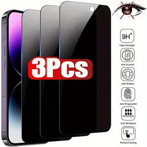 3-pack Glossy Anti-spy Glass Screen Protector For Iphone 11/12/13/14/15 Pro Max/x/xs/xr/xs Max, High Strength, Anti-scratch, Anti-fingerprint, Oil Stain Resistant, Feel Accessories Shop Online at Dubai Trades
