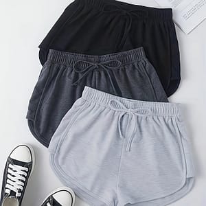3-pack Women’s Drawstring Sports Shorts, Gym Workout Short Pants With Pockets Active Shop Online at Dubai Trades