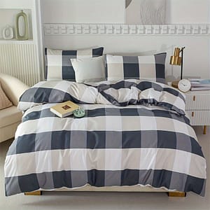 3-piece Plaid Print Duvet Set: , Breathable & Bedroom Decor For Home, School, Or Bedding Shop Online at Dubai Trades