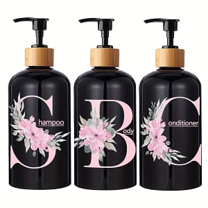 3-piece Set Plastic Pump Dispenser Bottles For Shampoo, Body Wash, And Conditioner – Free, Free – For Bathroom And Travel Use Beauty & Personal Care Shop Online at Dubai Trades