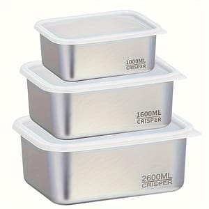 3-piece Stainless Steel Food Container Set With Lids: Stackable, Reusable, And Perfect For Travel – Suitable For Office Lunches And Outdoor Carrying Food Storage & Organization Sets Shop Online at Dubai Trades