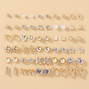 30 Pairs Stud Set With Shiny Rhinestone Decor Zinc Alloy Jewelry Clothing, Shoes & Jewelry Shop Online at Dubai Trades
