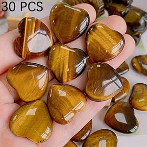 30pcs Natural Tiger Eye Heart-shaped Palm Stones – Polished Brown & Yellow Crystal For , Home Decor, And Holiday Gifts, Tiger Eye Jewelry Alternative Medicine Shop Online at Dubai Trades 2