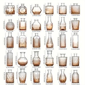 30pcs Vintage Amber Glass Bud Vases, Decorative Embossed Glass Flower Vases For Home Decor, Weddings, And Parties Home & Kitchen Shop Online at Dubai Trades