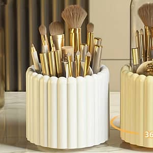 360 Degree Rotating Cosmetic Brush Holder, Polished Plastic Makeup Brush Organizer, No Installation Required, Unscented – Cosmetic Display Case Bags & Cases Shop Online at Dubai Trades