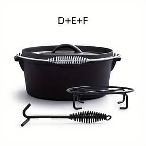 3/7pcs Cast Iron Dutch Oven Cooking Set With Vintage Carrying Wood Box, Cast Iron Camping Kitchen Cookware Bakeware Skillets & Square Grill Pan For Ourdoor Home Bbq Baking Barbecue Tool Sets Shop Online at Dubai Trades