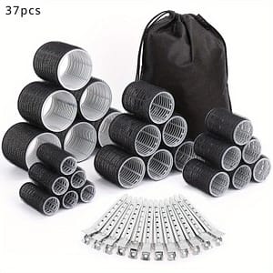 37pcs Hair Styling Kit: 24 Rollers In 4 Sizes, 12 Clips & Storage Bag – All Hair Types, Hair Accessories, Curler Set, Suitable For Long, Medium Short, Thick, Thin Beauty & Personal Care Shop Online at Dubai Trades
