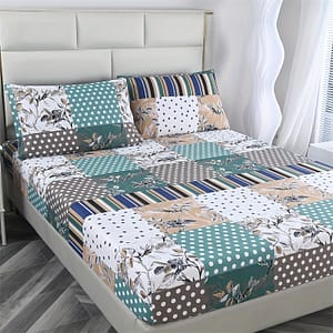 3pcs 100% Polyester Brushed Skin-friendly Plant Flower Fitted Sheet Set 1 Fitted Sheet + 2 Pillowcases No Filling Bedding Shop Online at Dubai Trades
