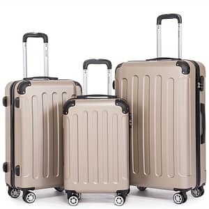 3pcs Beige Hard Shell Luggage Set – 20″, 24″, 28″ Suitcases With Spinner Wheels, , And Polyester Interior For And Business Trips, Luggage For Travel Clothing, Shoes & Jewelry Shop Online at Dubai Trades