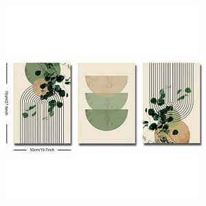3pcs Boho Green Plant Eucalyptus Leaf Geometry Graphic Art Poster – Retro Canvas Print For Modern Wall Decor In Living Room And Home Home & Kitchen Shop Online at Dubai Trades