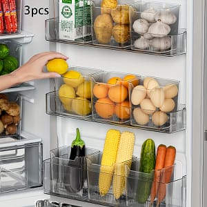 3pcs Bpa-free Clear Refrigerator Storage Bins With Handles – Space-saving Kitchen Organizer For Fridge, Cabinets & Countertops – Modern Food Sorting Boxes Home & Kitchen Shop Online at Dubai Trades