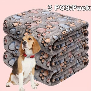 3pcs Cozy Gray Paw Print Pet Blankets – Fleece For , Machine Washable, – Ideal For Small To Large Breeds, Pet |plush Pet Blanket|polyester Durability, Dog Blanket Bed Blankets Shop Online at Dubai Trades 2