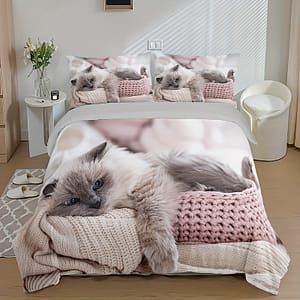 3pcs Cute Cat Home Quilt Cover Set Bedding Shop Online at Dubai Trades