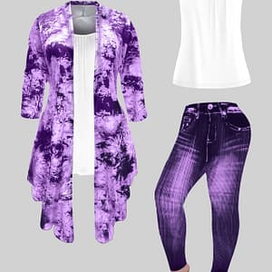 3pcs Elegant Ladies Fashion Set, Polyester High Stretch Crew Neck Camisole Printed Coat And Printed Pants Three-piece Suit Clothing Shop Online at Dubai Trades
