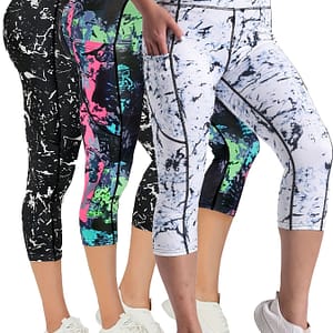 3pcs High Waist Yoga Capris Pants For Women, Tummy Control Workout Capri Leggings With Pockets, Fitness Running Capri Pants Activewear Tights & Leggings Shop Online at Dubai Trades