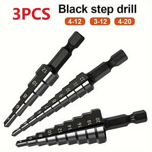 3pcs Hss Nitride Coating Step Drill Bit With 1/4 Hexagonal Shank 3-20mm Step Cone Tool Steel Wood Metal Drilling Drill Bits Shop Online at Dubai Trades
