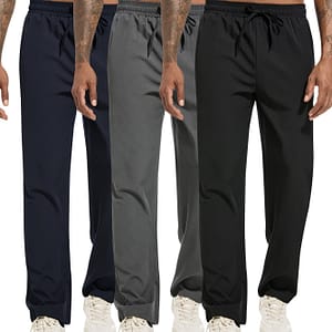 3pcs Men’ Color Straight Leg Sports Pants With Drawstrings, Casual Comfy Loose Fit Outdoor Trousers As Gift, Outdoor Cloth Active Shop Online at Dubai Trades 2