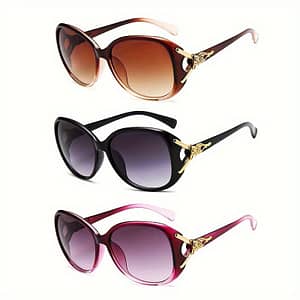 3pcs Oval Large Frame Women’s Fashion Glasses Retro Luxury Light Decorative Glasses Accessories Shop Online at Dubai Trades