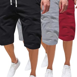 3pcs Plus Size Men’s Casual Shorts – Solid Color, Drawstring Waist With Pockets, Breathable Polyester, Machine Washable, Plus Size Clothing, Shoes & Jewelry Shop Online at Dubai Trades