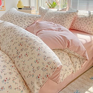 3pcs Polyester Small Fresh Small Floral Three-piece Set 1 Quilt Cover + 2 Pillowcases Fabric Square Weight 100g Bedding Shop Online at Dubai Trades