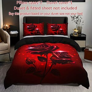 3pcs Print Duvet Cover Set – Includes 1 Duvet Cover & 2 Pillowcases, Breathable Polyester, Machine Washable – Bedding Shop Online at Dubai Trades