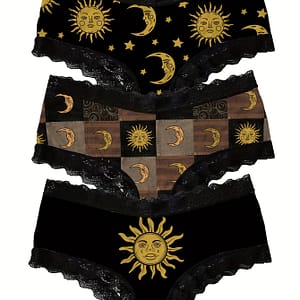 3pcs Print Lace Trim Briefs, Comfy Breathable Stretchy Intimates Panties, Women’s Lingerie & Underwear Bikinis Shop Online at Dubai Trades