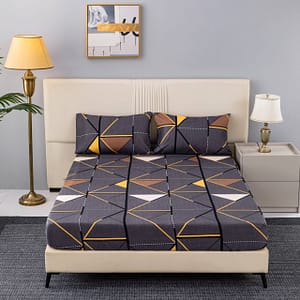 3pcs Printed Abstract Polyester Breathable Fitted Sheet Set 1 Fitted Sheet + 2 Pillowcases No Pillow Core, No Quilt Cover Bedding Shop Online at Dubai Trades
