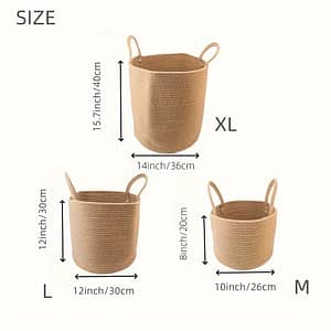 3pcs Rectangle Jute Laundry Basket, Boho Woven, Fabric, With Handle, For Bathroom, Living Room Storage Of Dirty Clothes, Toys And Blankets, Laundry Baskets Home & Kitchen Shop Online at Dubai Trades