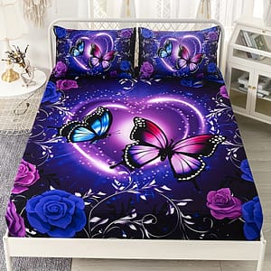 3pcs Sheet Set, Purple Print Mattress , Comfortable Breathable Bedding Set With Pocket, For Bedroom School Dorm Decor (1* Sheet + 2*pillowcases, Without ) Bedding Shop Online at Dubai Trades